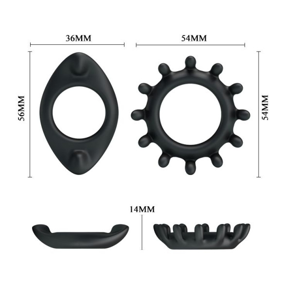 Набор из 2 фигурных эрекционных колец Набор из 2 фигурных эрекционных колец