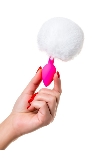 Розовая анальная втулка Sweet bunny с белым пушистым хвостиком Розовая анальная втулка Sweet bunny с белым пушистым хвостиком