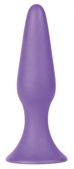 Фиолетовая анальная втулка Silky Buttplug Medium - 12,5 см.