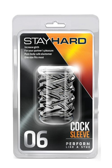 Прозрачная насадка с объёмными чёрточками STAY HARD COCK SLEEVE 06 CLEAR Прозрачная насадка с объёмными чёрточками STAY HARD COCK SLEEVE 06 CLEAR