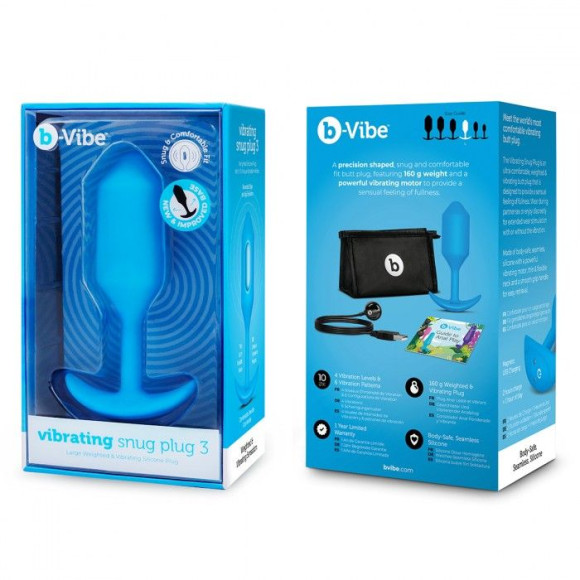 Голубая вибропробка для ношения B-vibe Snug Plug 3 - 12,4 см. Голубая вибропробка для ношения B-vibe Snug Plug 3 - 12,4 см.