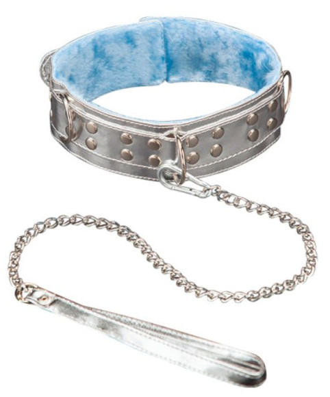 Серебристый ошейник из искусственной кожи Серебристый ошейник из искусственной кожи
