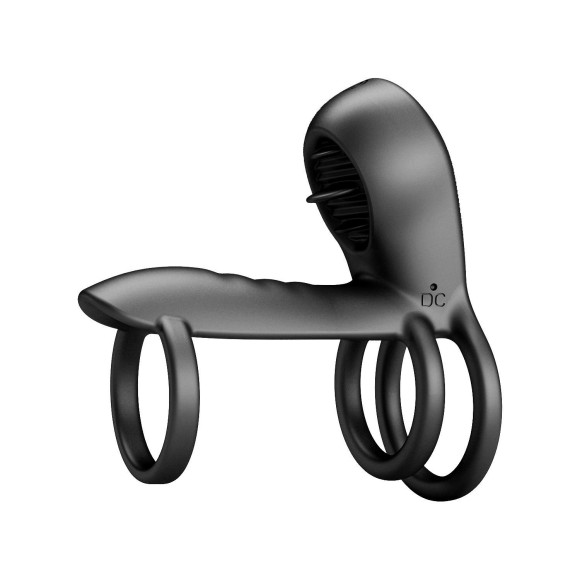 Черная насадка на пенис с 12 режимами вибрации Jammy Черная насадка на пенис с 12 режимами вибрации Jammy