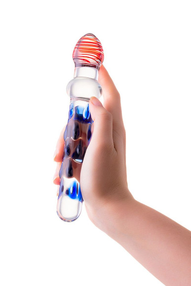 Стеклянный двусторонний фаллоимитатор с шишечками - 20 см. Стеклянный двусторонний фаллоимитатор с шишечками - 20 см.