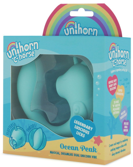 Голубой С-образный вибромассажер C Horse Ocean Peak со стимуляцией язычком Голубой С-образный вибромассажер C Horse Ocean Peak со стимуляцией язычком