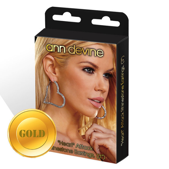 Золотистые серьги-сердца из кристаллов LOVE Золотистые серьги-сердца из кристаллов LOVE