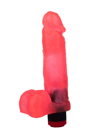 Розовый гелевый вибромассажёр в виде фаллоса - 19 см. Розовый гелевый вибромассажёр в виде фаллоса - 19 см.