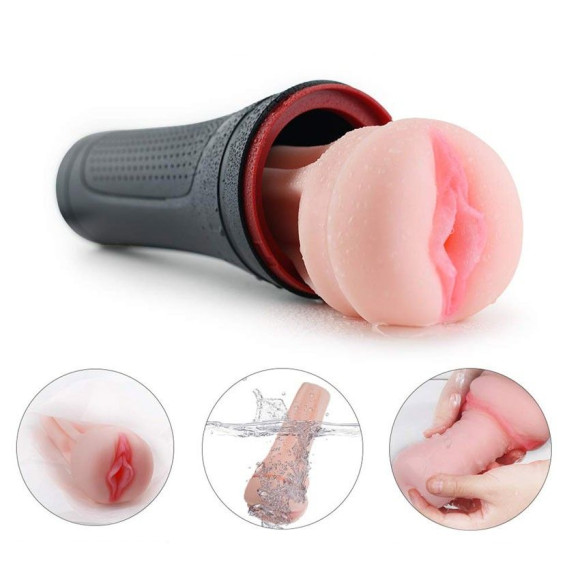 Черный мастурбатор-вагина с вибропулей и пультом ДУ