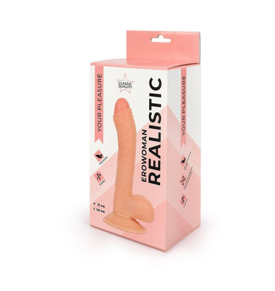 Фаллоимитатор с мошонкой Erowoman телесного цвета - 18,5 см. Фаллоимитатор с мошонкой Erowoman телесного цвета - 18,5 см.