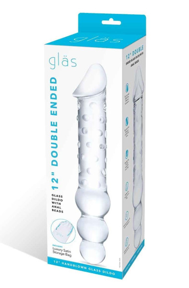 Прозрачный двухсторонний стимулятор 12  Double Ended Dildo - 28 см.