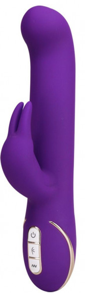 Фиолетовый вибратор со стимулятором клитора - 22 см.