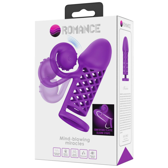 Фиолетовая вибронасадка с клиторальным отростком Harden Фиолетовая вибронасадка с клиторальным отростком Harden