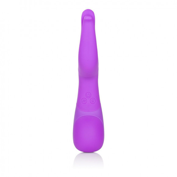 Фиолетовый вибромассажер Impress Dual Kiss со стимуляцией клитора - 15 см. Фиолетовый вибромассажер Impress Dual Kiss со стимуляцией клитора - 15 см.