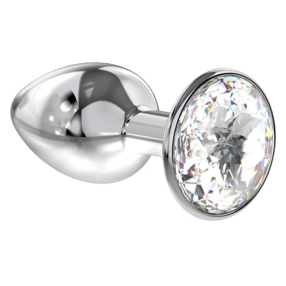 Серебристая анальная пробка Sparkle XL с прозрачным кристаллом - 11 см. Серебристая анальная пробка Sparkle XL с прозрачным кристаллом - 11 см.