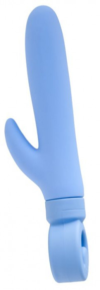 Голубой вибратор с клиторальным стимулятором - 23 см. Голубой вибратор с клиторальным стимулятором - 23 см.