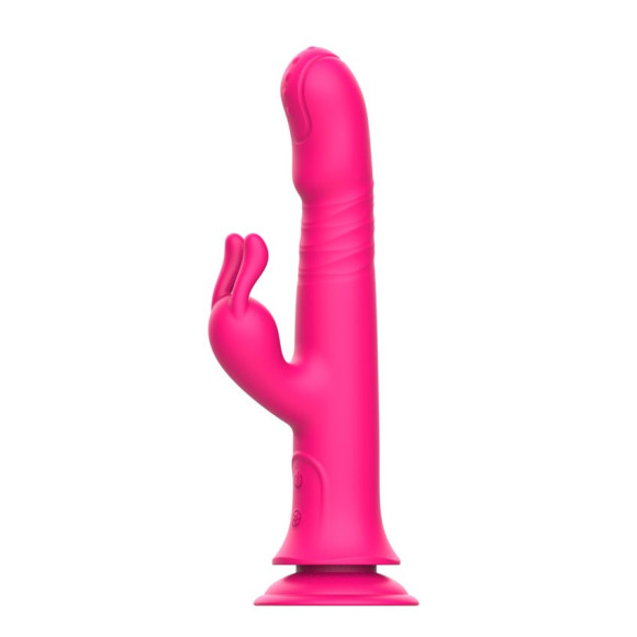 Розовый вибратор-кролик с возвратно-поступательными движениями и ротацией - 24,2 см. Розовый вибратор-кролик с возвратно-поступательными движениями и ротацией - 24,2 см.