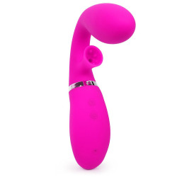 Ярко-розовый вибромассажёр с клиторальным отростком Magic Finger - 29 см. Ярко-розовый вибромассажёр с клиторальным отростком Magic Finger - 29 см.