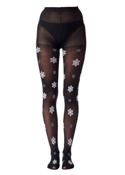 Оригинальные колготки с разноцветными блестящими снежинками Оригинальные колготки с разноцветными блестящими снежинками