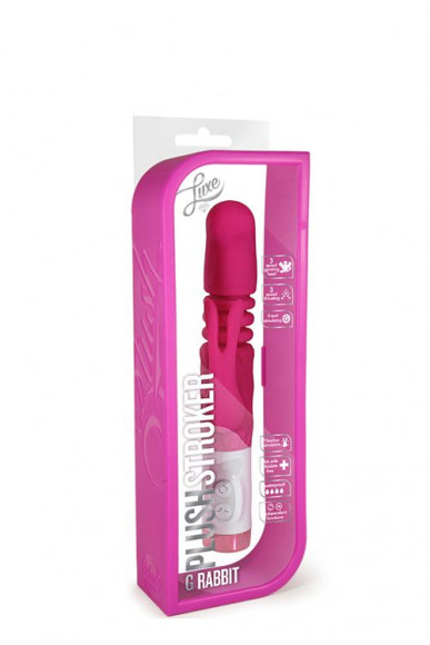 Розовый вибратор с клиторальным зайчиком G rabbit Plush Stroker - 22,2 см.
