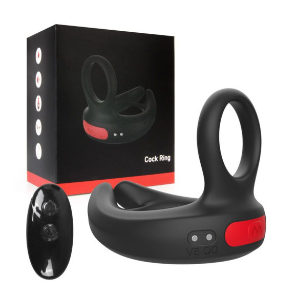 Черное эрекционное виброкольцо Cock Ring с пультом ДУ Черное эрекционное виброкольцо Cock Ring с пультом ДУ