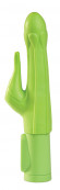 Зеленый водонепроницаемый вибратор Sage с клиторальным отростком - 18,5 см.
