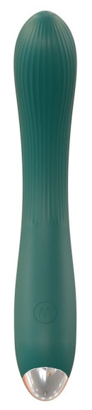 Зеленый вибратор для G-точки - 20 см.