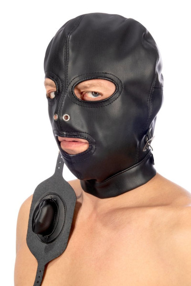 Маска-шлем с прорезями для глаз и регулируемым кляпом Маска-шлем с прорезями для глаз и регулируемым кляпом