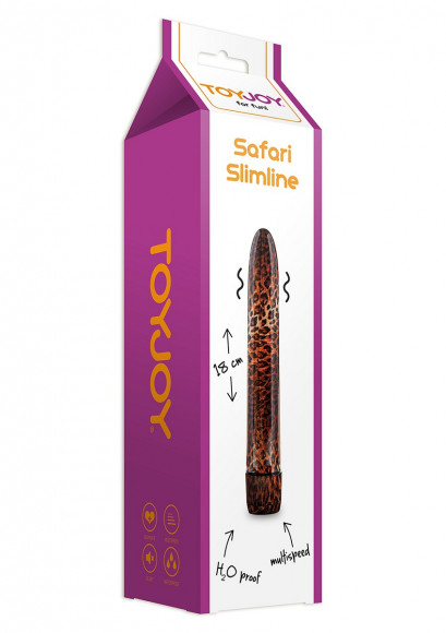 Вибратор с леопардовым принтом Safari Slimline - 18 см. Вибратор с леопардовым принтом Safari Slimline - 18 см.