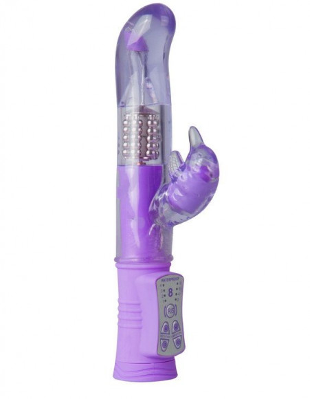 Фиолетовый вибратор Dolphin Diver с клиторальным отростком - 22 см. Фиолетовый вибратор Dolphin Diver с клиторальным отростком - 22 см.