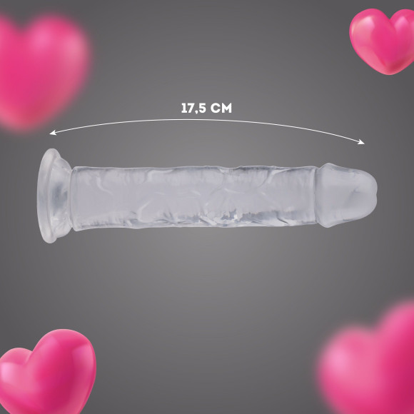 Прозрачный силиконовый фаллоимитатор - 17,5 см. Прозрачный силиконовый фаллоимитатор - 17,5 см.