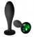 Черная анальная пробка с зеленым кристаллом - 9,5 см.