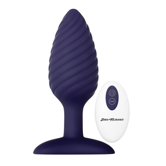 Синяя анальная пробка с вибрацией и пультом ДУ Wicked Twister - 12 см. Синяя анальная пробка с вибрацией и пультом ДУ Wicked Twister - 12 см.