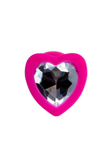 Розовая анальная втулка Diamond Heart с прозрачным кристаллом - 7 см. Розовая анальная втулка Diamond Heart с прозрачным кристаллом - 7 см.