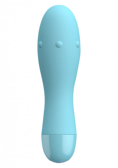 Нежно-голубой вибратор DONNA - 12 см. Нежно-голубой вибратор DONNA - 12 см.