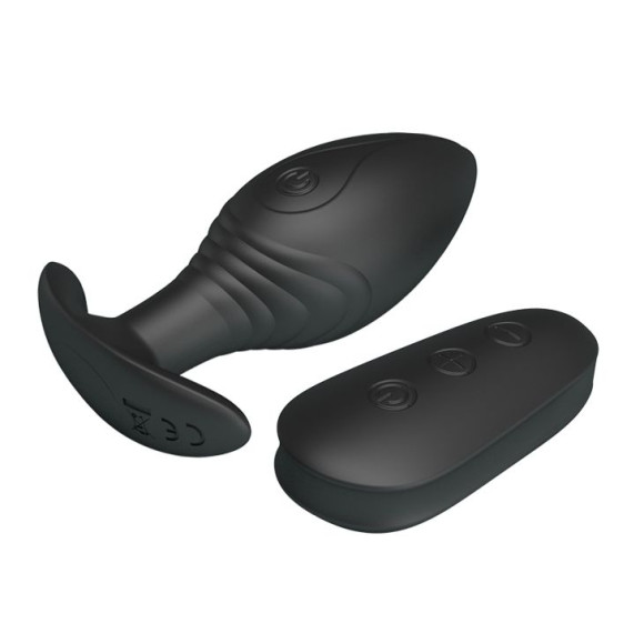 Роскошная черная анальная вибропробка Regina с пультом ДУ - 8,8 см. Роскошная черная анальная вибропробка Regina с пультом ДУ - 8,8 см.