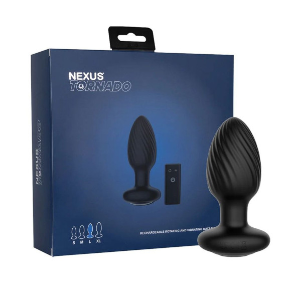 Черная анальная вибровтулка Nexus Tornado Large с функцией вращения Черная анальная вибровтулка Nexus Tornado Large с функцией вращения