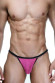 Розово-черные трусы-стринги с рюшей Розово-черные трусы-стринги с рюшей