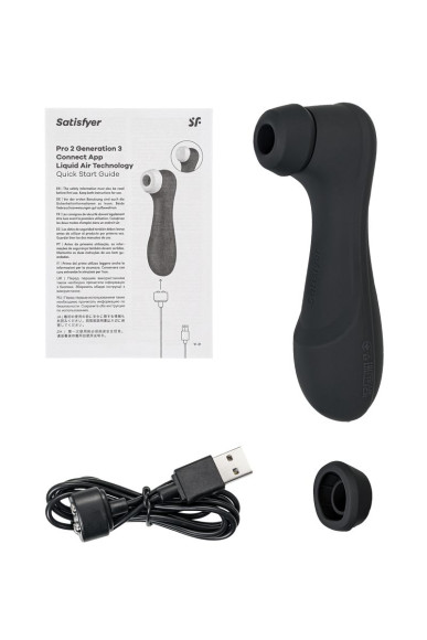 Черный вакуумный стимулятор клитора Satisfyer Pro 2 Generation 3 с управлением через приложение Черный вакуумный стимулятор клитора Satisfyer Pro 2 Generation 3 с управлением через приложение