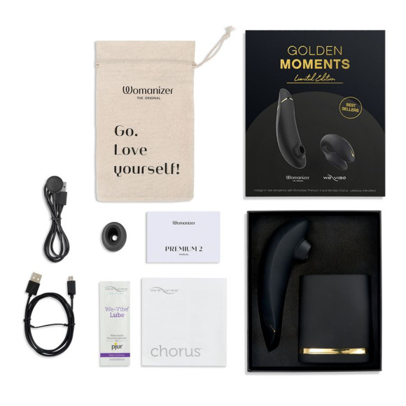 Набор для пар Golden Moments: Womanizer Premium 2 и We-Vibe Chorus Набор для пар Golden Moments: Womanizer Premium 2 и We-Vibe Chorus