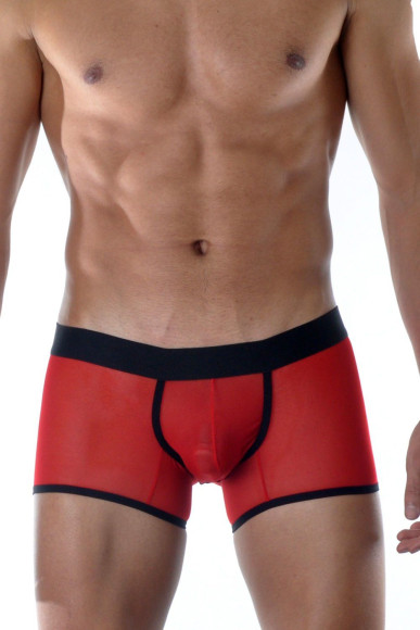 Красные мужские полупрозрачные трусы-боксеры Красные мужские полупрозрачные трусы-боксеры