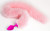 Розовая силиконовая анальная пробка с розовым хвостиком - размер M