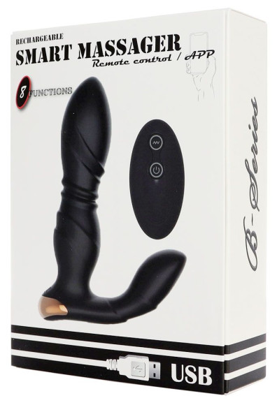 Черный L-образный вибромассажер простаты с пультом ДУ