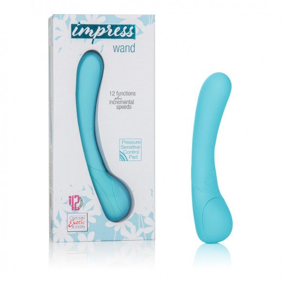 Голубой вибромассажер Impress Wand - 12 см. Голубой вибромассажер Impress Wand - 12 см.
