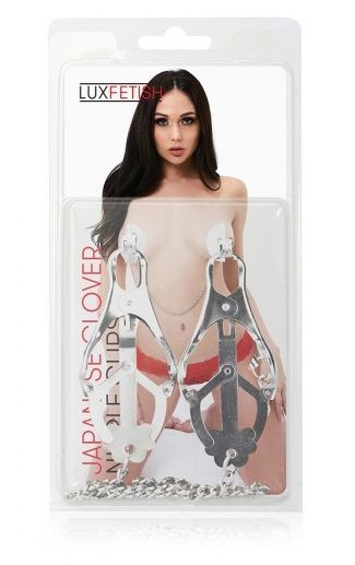 Металлические зажимы на соски в форме клевера с цепочкой Металлические зажимы на соски в форме клевера с цепочкой