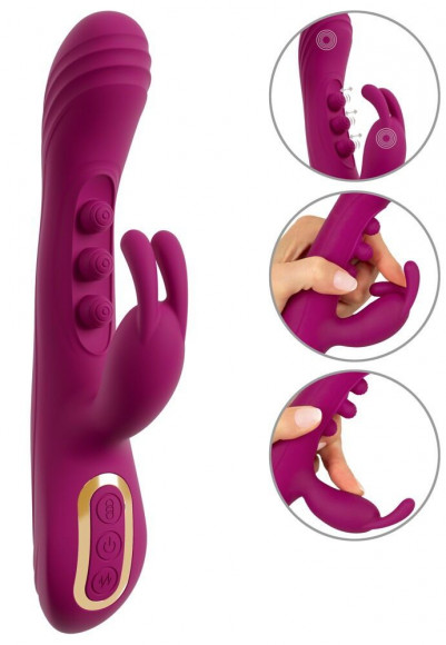 Лиловый вибратор-кролик 2 Function Vibrator Squirting - 22,5 см.