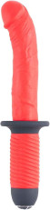 Красный вибратор с двумя моторами и рукоятью Красный вибратор с двумя моторами и рукоятью