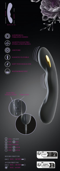 Черный вибратор-электростимулятор для точки G - 20,2 см. Черный вибратор-электростимулятор для точки G - 20,2 см.