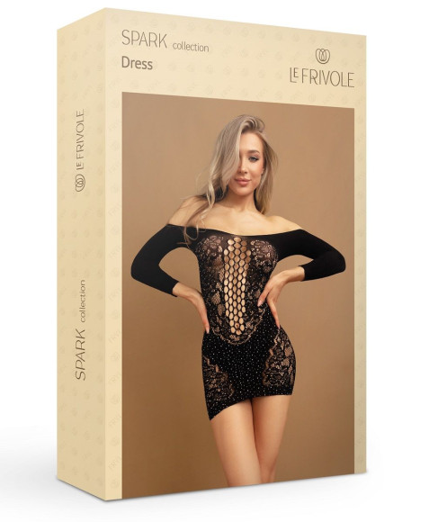 Искрящееся стразами платье с длинными рукавами Искрящееся стразами платье с длинными рукавами