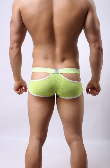 Салатовые мужские трусы-хипсы Cockon X Lace Boxer с вырезами Салатовые мужские трусы-хипсы Cockon X Lace Boxer с вырезами
