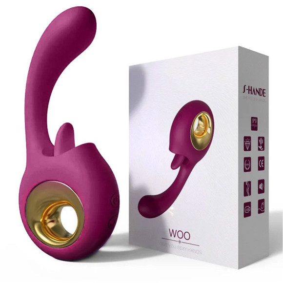 Фиолетовый вибромассажер Woo с язычком - 17,3 см. Фиолетовый вибромассажер Woo с язычком - 17,3 см.